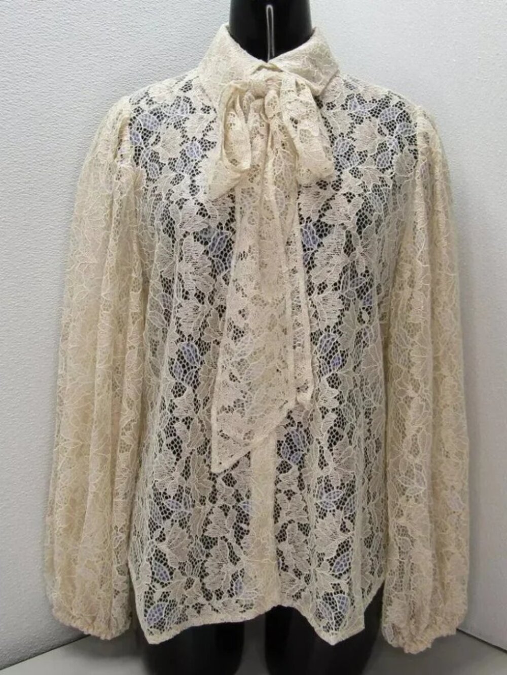 NWT ANNE FONTAINE Helene Blouson-Sleeve Floral Lace Shirt Size 46 (14US)